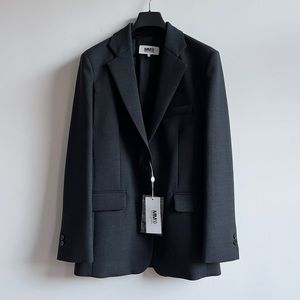 Maison Martin Margiela MM6 dark grey arm cut out oversized wool blazer $1230